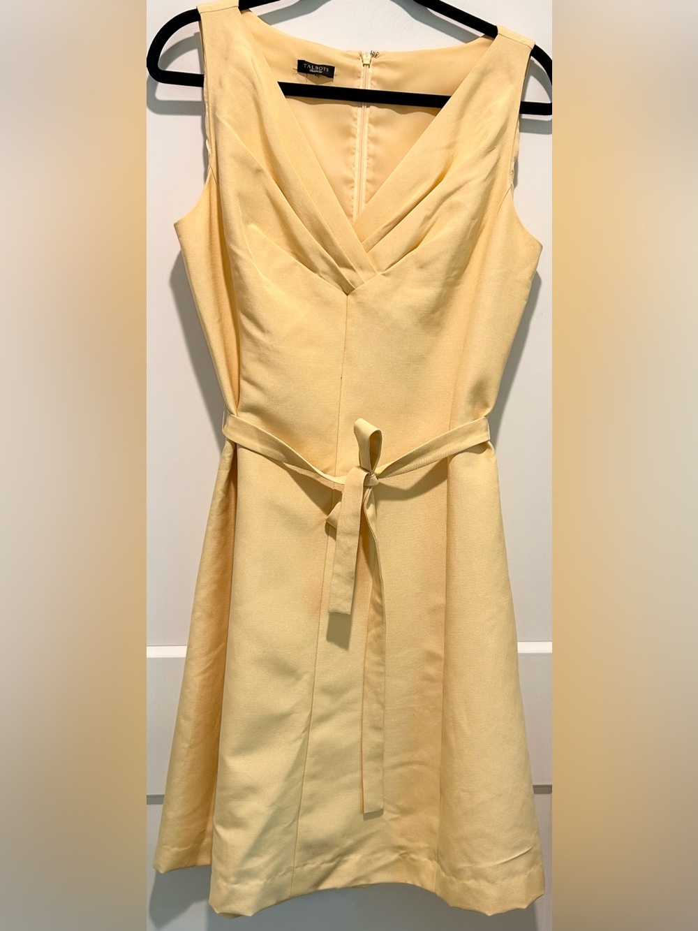 Talbots Butter Yellow Silk Blend Dress Fit Flare Wedding Guest Garden Party 10 - Picture 3 of 12
